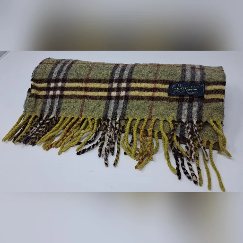 Burberry Vintage Scarf Nova Check 100% Cashmere England 90s Y2K 60" x 12" - Picture 15 of 16